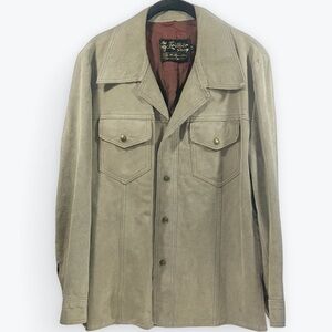 Men's Tan Leather Suede Shirt Jacket 42 Reg The Leather Shop Sears